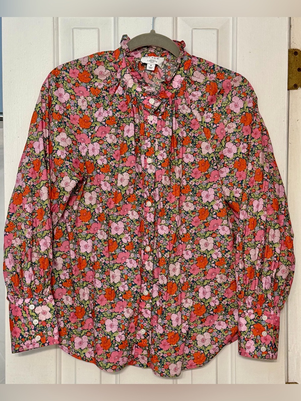 J. Crew Floral Button Down Shirt - Pink, Orange, Black